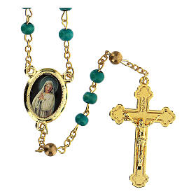 Apparitions rosary in green wood beads 6 mm - Faith Collection 8/47