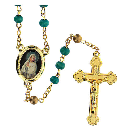 Apparitions rosary in green wood beads 6 mm - Faith Collection 8/47 1