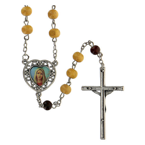 Rosenkranz der Barmherzigkeit mit Perlen aus gelbem Holz (6 mm) - Kollektion Glaubenskronen 9/47 3