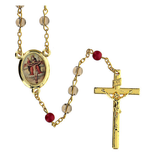 Rosenkranz der Heiligen Dreifaltigkeit mit Perlen aus grauem Glas (6 mm) - Kollektion Glaubenskronen 10/47 1