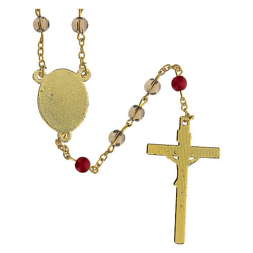 Rosenkranz der Heiligen Dreifaltigkeit mit Perlen aus grauem Glas (6 mm) - Kollektion Glaubenskronen 10/47 3