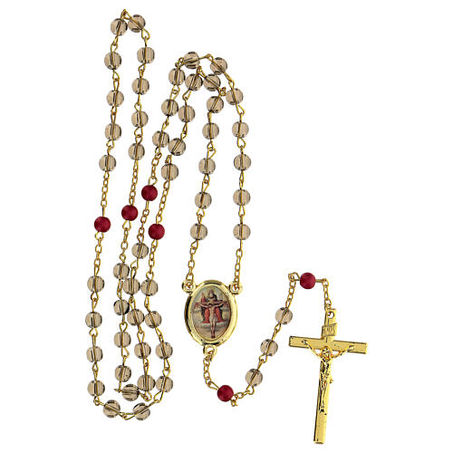 Rosenkranz der Heiligen Dreifaltigkeit mit Perlen aus grauem Glas (6 mm) - Kollektion Glaubenskronen 10/47 5