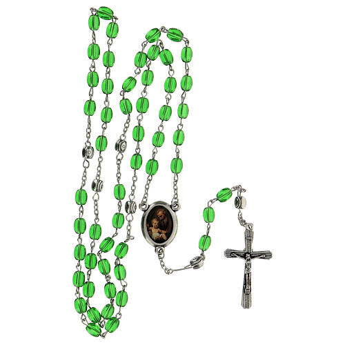 Chapelet Saint Joseph grains allongés verre vert 6 mm - Collection de la Foi 11/47 5