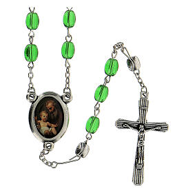 Saint Joseph rosary with green glass beads 6 mm - Faith Collection 11/47