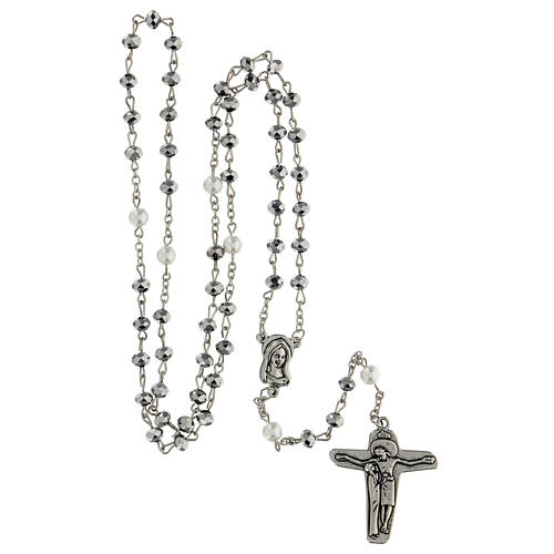 Our Lady of Sorrows Rosary in glass, silver beads 6 mm - Faith Collection 14/47 5