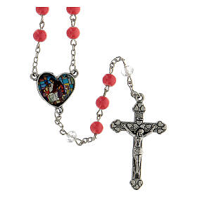Rosary for Children, 6 mm coral-coloured glass beads - Faith Collection 15/47