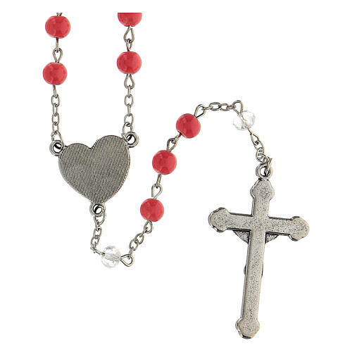 Rosary for Children, 6 mm coral-coloured glass beads - Faith Collection 15/47 3