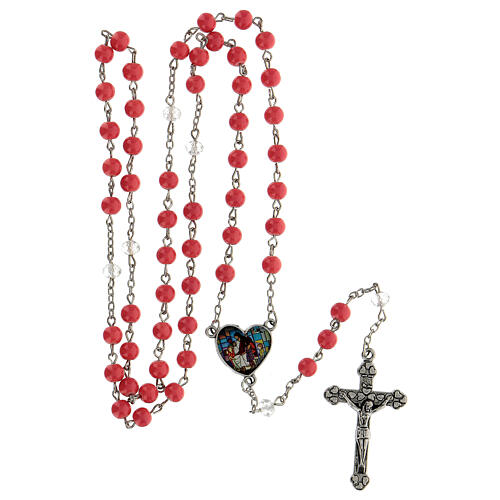 Rosary for Children, 6 mm coral-coloured glass beads - Faith Collection 15/47 5