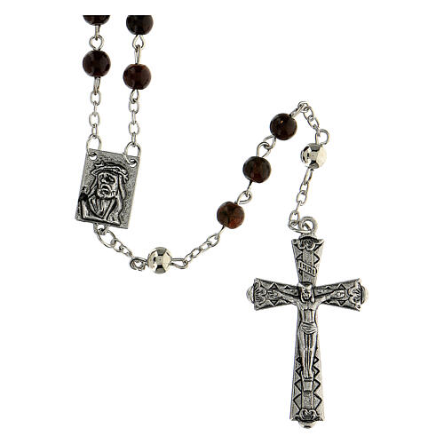 Obedience rosary with brown glass beads 6 mm - Faith Collection 17/47 1