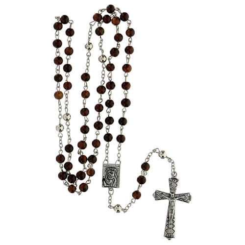 Obedience rosary with brown glass beads 6 mm - Faith Collection 17/47 5