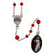 Rosenkranz der gőttllichen Barmherzigkeit mit facettierten Perlen aus rotem Glas (6 mm) - Kollektion Glaubenskronen 18/47 s3