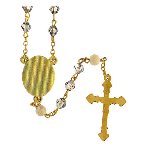 Papst Benedikt XV Rosenkranz mit diamantfőrmigen Perlen aus grauem Glas (6 mm) - Kollektion Glaubenskronen 19/47 3