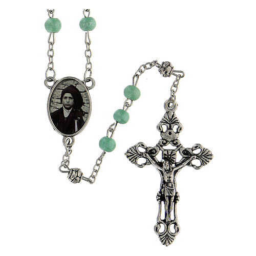 Rosenkranz der Heiligen Francisco und Jacinta mit Perlen aus hellgrűnem Holz (6 mm) - Kollektion Glaubenskronen 20/47 1