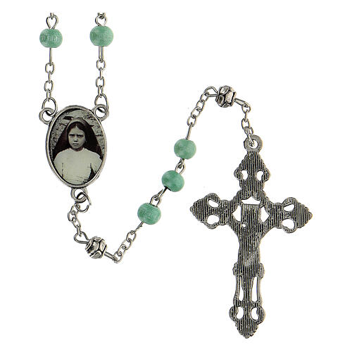 Rosenkranz der Heiligen Francisco und Jacinta mit Perlen aus hellgrűnem Holz (6 mm) - Kollektion Glaubenskronen 20/47 3