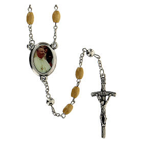Pope John Paul I rosary, yellow wood beads 5 mm - Faith Collection 22/47