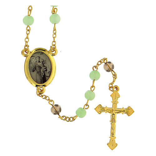 Heiliger Antonius von Padua Rosenkranz mit Perlen aus hellgrűnem Glas (6 mm) - Kollektion Glaubenskronen 23/47 1