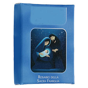 Terço Sagrada Família contas vidro azul escuro 6 mm - Coleção da Fé 25/47