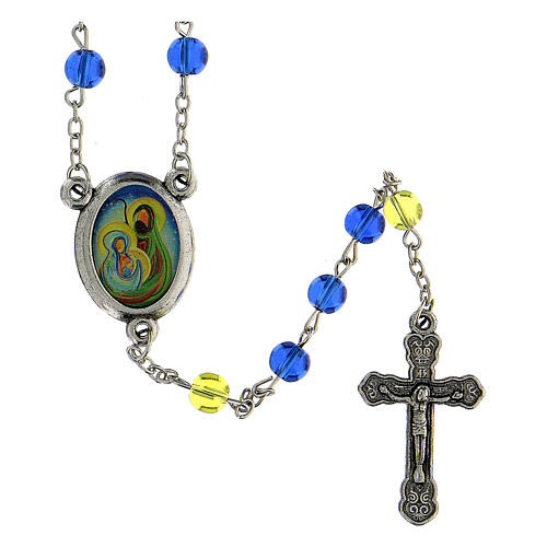 Holy Family Rosary with blue glass beads 6 mm - Faith Collection 25/47 1