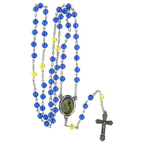 Holy Family Rosary with blue glass beads 6 mm - Faith Collection 25/47 5