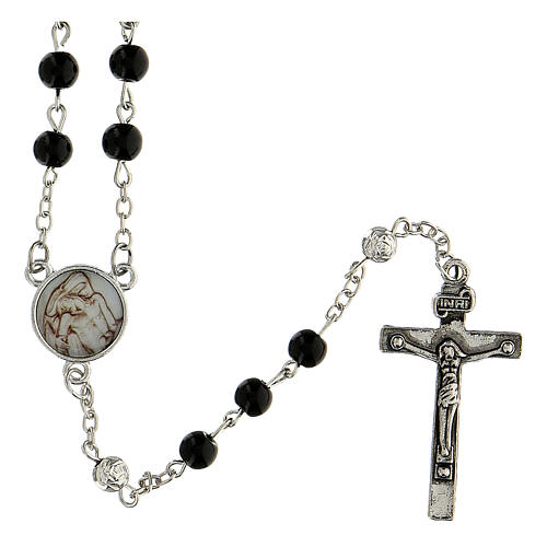 Rosary of the Compassion, 6 mm beads, black glass - Faith Collection 26/47 1