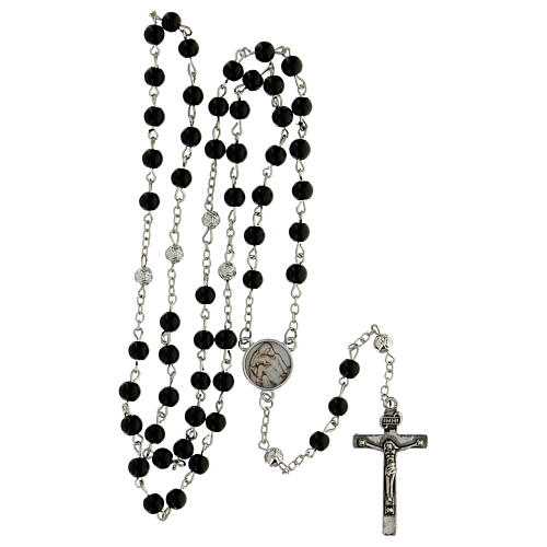 Compassion Rosary with black glass beads 6 mm - Faith Collection 26/47 5