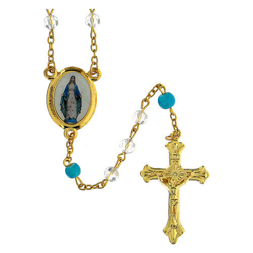 Immaculate Conception rosary faceted transparent glass 6 mm - Faith Collection 27/47 1