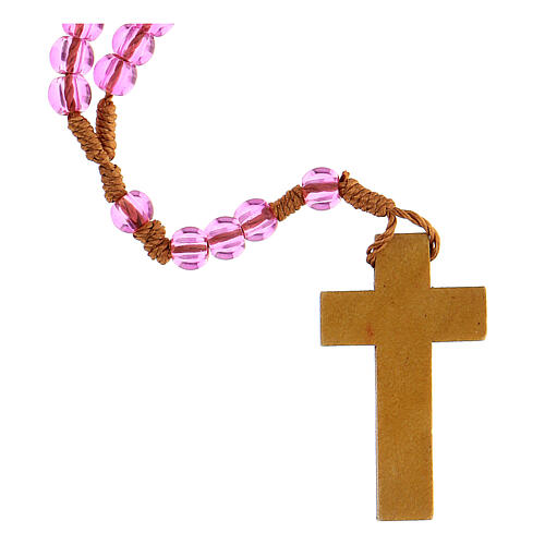 Rosenkranz des Friedens mit rosa Glasperlen (6 mm) - Kollektion Glaubenskronen 28/47 1