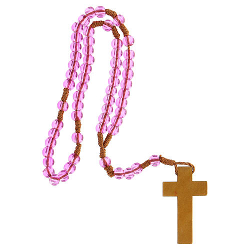 Rosenkranz des Friedens mit rosa Glasperlen (6 mm) - Kollektion Glaubenskronen 28/47 5