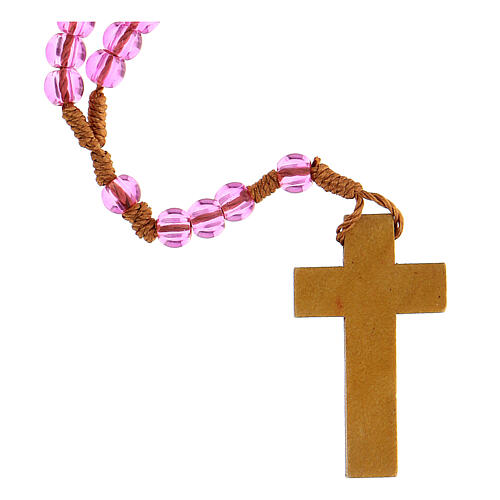 Rosario Pace grani vetro rosa 6 mm - Collezione Corone Fede 28/47 1