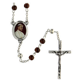 Papst Paul VI Rosenkranz mit Perlen aus braunem Glas (6 mm) - Kollektion Glaubenskronen 29/47