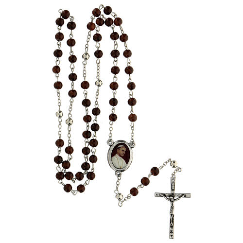 Papst Paul VI Rosenkranz mit Perlen aus braunem Glas (6 mm) - Kollektion Glaubenskronen 29/47 5