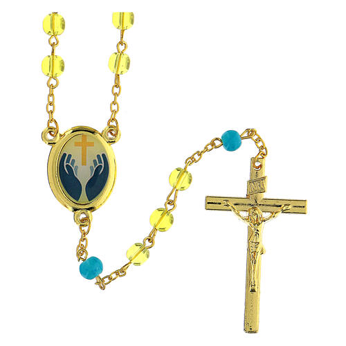 Rosenkranz des Glaubens mit Perlen aus gelbem Glas (6 mm) - Kollektion Glaubenskronen 30/47 1