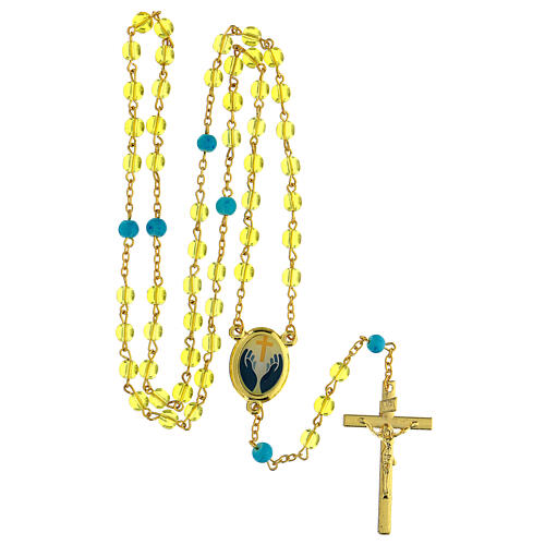 Rosenkranz des Glaubens mit Perlen aus gelbem Glas (6 mm) - Kollektion Glaubenskronen 30/47 5