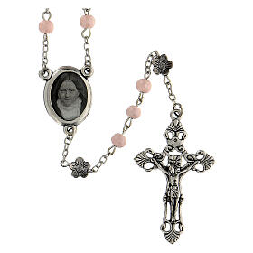 Heilige Theresa von Jesus Rosenkranz mit rosa Holzperlen (6 mm) - Kollektion Glaubenskronen 31/47