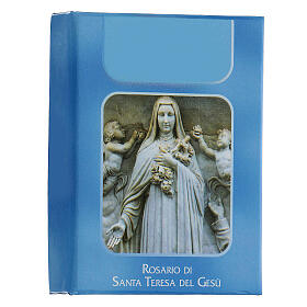 Terço Santa Teresinha do Menino Jesus contas madeira cor-de-rosa 6 mm - Coleção da Fé 31/47