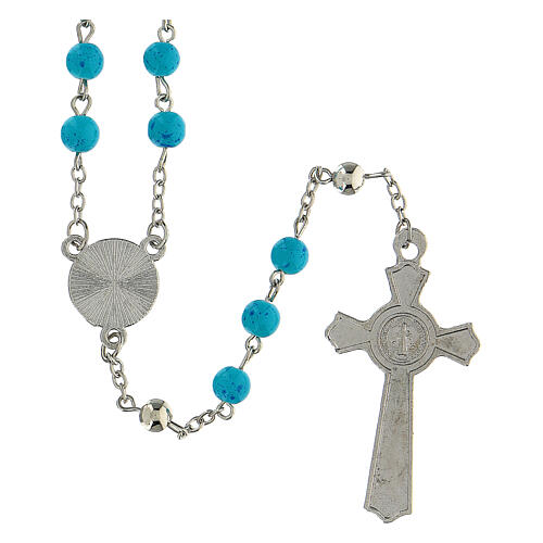 Rosenkranz der Hoffnung mit Perlen aus hellblauem Glas (6 mm) - Kollektion Glaubenskronen 33/47 3