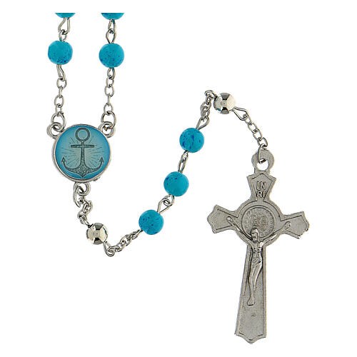 Rosary of Hope, beads of 6 mm, light blue glass - Faith Collection 33/47 1
