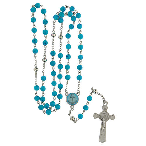 Rosary of Hope, beads of 6 mm, light blue glass - Faith Collection 33/47 5