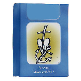 Rosario Esperanza granos azul vidrio 6 mm - Colección Coronas Fe 33/47