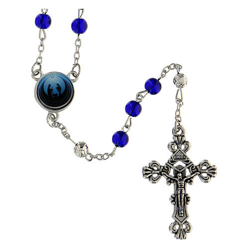 Rosary of the Nativity, beads of 6 mm, blue glass - Faith Collection 34/47 1