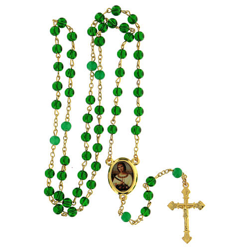 Rosary of Saint Dorothea, beads of 6 mm, green glass - Faith Collection 35/47 5