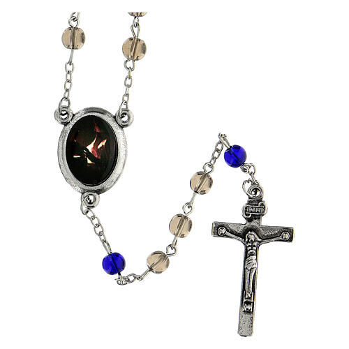 Rosary of the Penance, beads of 6 mm, grey glass - Faith Collection 36/47 1