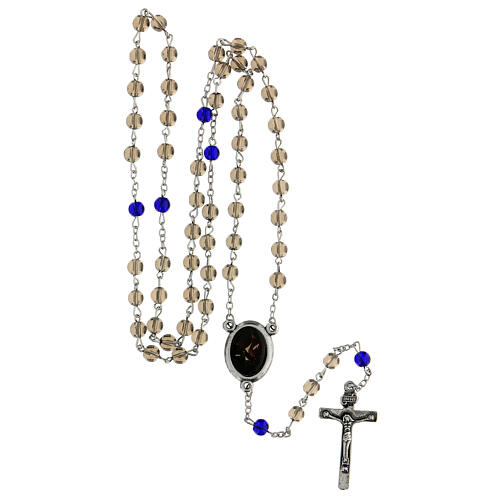 Rosary of the Penance, beads of 6 mm, grey glass - Faith Collection 36/47 5