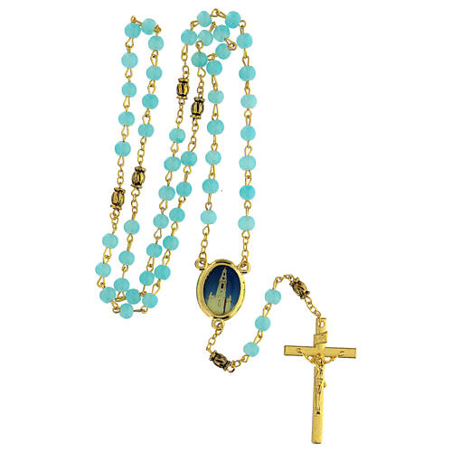 Rosary of the Sanctuary of Fátima, beads of 6 mm, light blue glass - Faith Collection 37/47 5