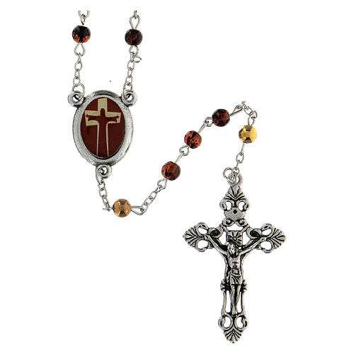 Bekehrung Rosenkranz mit Perlen aus braunem Glas (6 mm) - Kollektion Glaubenskronen 38/47 1