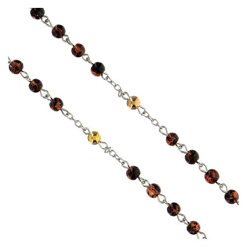 Bekehrung Rosenkranz mit Perlen aus braunem Glas (6 mm) - Kollektion Glaubenskronen 38/47 4