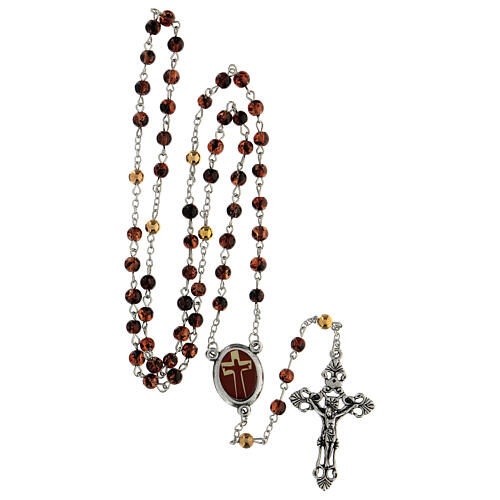 Rosary for the Conversion, brown beads, glass, 6 mm - Faith Collection 38/47 5