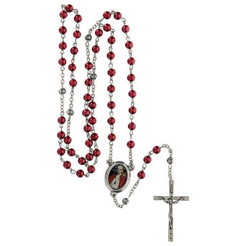 Papst Pius XII Rosenkranz mit roten Kunststoffperlen (6 mm) - Kollektion Glaubenskronen 40/47 5