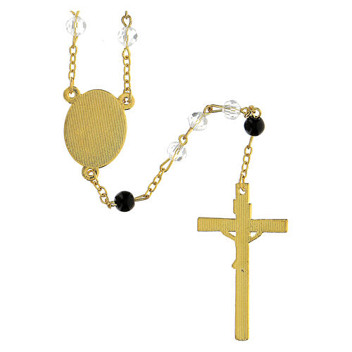 Eucharistischer Rosenkranz mit facettierten Perlen aus durchsichtigem Glas (6 mm) - Kollektion Glaubenskronen 41/47 3