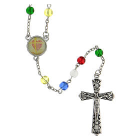 Rosario delle Missioni grani vetro multicolore 6 mm - Collezione Corone Fede 44/47